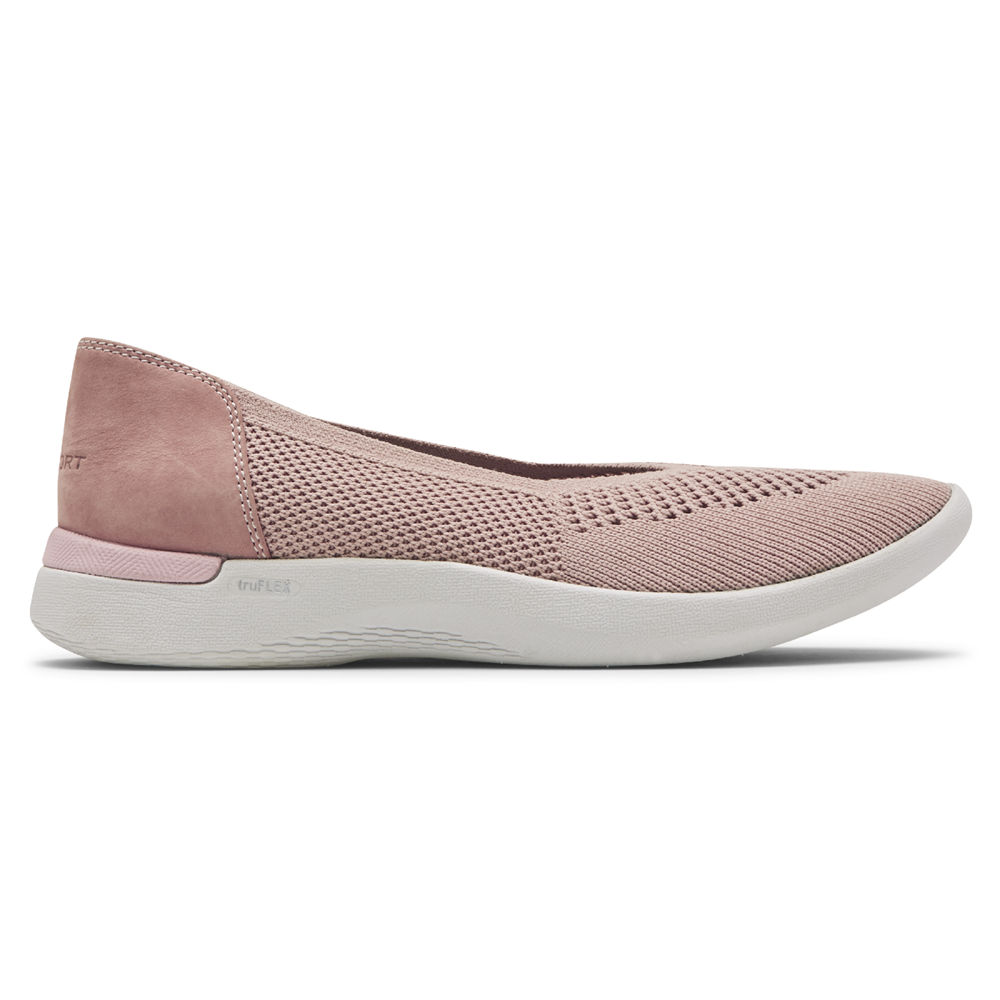 Sapatos Frouxos Rockport Mulher Rosa - Truflex Fly Knit Ballet - 27895SPEK